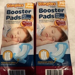 Inspire Dimples Booster Pads‎ 60 Ct, Overnight Baby Diaper Doubler with Adhesive